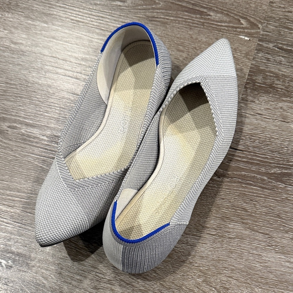 Rothy's Gray and Blue Pointed Flats